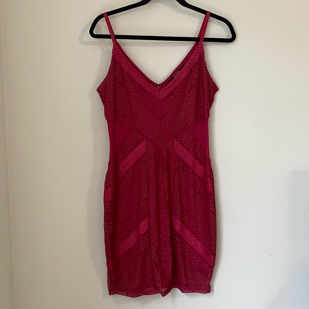 Guess pink lace mini dress
